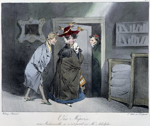 Nedorozumění: "" Ne, slečno, není to tady, Monsieur Rodolphe"" - v ""Pařížských náčrtech"" od Henriho Monniera, ed. Delpech, Paříž od Henri Bonaventure Monnier