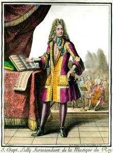 Portrét u nohou Jean Baptiste Lully (Giovanni Battista Lulli) (1632-1687) Superintendent of the Music of the King Rytina Henri Bonnart (1642-1711)