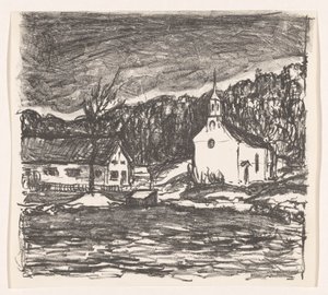 Kopcovitá krajina s kostelem Starnberger See (původní název)