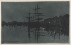 Účinek Měsíce v Dieppe, c. 1885. od Henri Charles Guérard