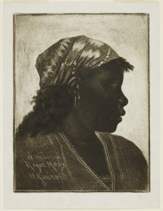 Head of Negress, kolem roku 1888 (mezzotinta) od Henri Charles Guérard