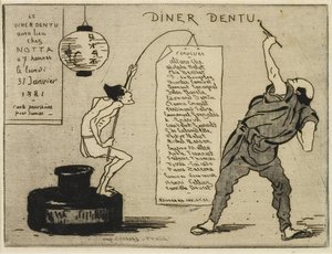 Japonština na kalamáři, 1881 (lept, suchá jehla)