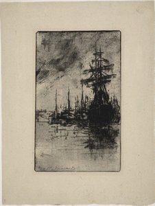 Plachetnice na vodě od Henri Charles Guérard