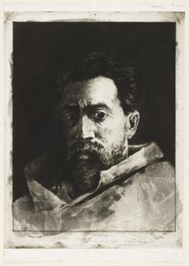 Autoportrét, kolem roku 1888 (lept a suchá jehla) od Henri Charles Guérard