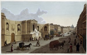 Fontána rue de Grenelle, kolem roku 1820 v „Výhledech na Paříž““ od Courvoisiera 1827