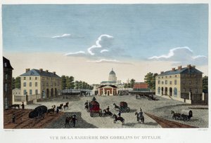 Gobeliny neboli italská bariéra, kolem roku 1820 – v „Výhledech na Paříž““ od Courvoisiera od Henri Courvoisier-Voisin