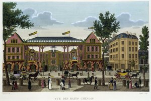 Čínské lázně, kolem roku 1820 v „“Výhledech na Paříž““ od Courvoisiera 1827