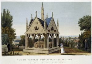 Hrobka Héloïse a Abelarda v Père Lachaise, ca. 1820 - v „Pohledech na Paříž““ od Courvoisiera