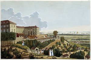 Pohled na Kalvárii, během svátků Ste Croix, v Suresnes - v „“ Vues de Paris“ od Courvoisier od Henri Courvoisier-Voisin