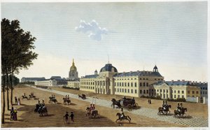 Pohled na vojenskou školu na straně Champs de Mars, kolem roku 1820 - v „“ Vues de Paris“ od Courvoisier