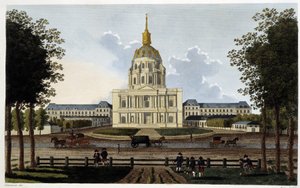 Pohled na kostel Royal Hotel des Invalides - v „“Vues de Paris““ od Courvoisier