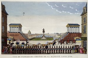 Pohled na průjezd průvodu jeho majestátního Ludvíka XVIII 3. května od Henri Courvoisier-Voisin