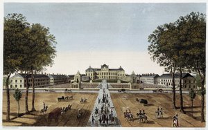 Pohled na Royal Military School, pohled z Avenue Vaugirard, ca. 1820 - v „Pohledech na Paříž““ od Courvoisiera