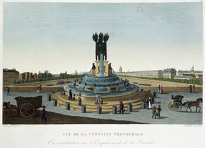 Pohled na Triumfální fontánu v Bastille – v „“Výhledech na Paříž”” od Courvoisiera od Henri Courvoisier-Voisin
