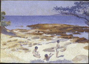 Pláž v Cabasson od Henri Edmond Cross