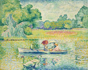 Plavba lodí v Bois de Boulogne; Výlet lodí v Bois de Boulogne, c.1899-1900 od Henri Edmond Cross
