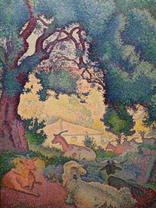 Francouzsky: Paysage avec des chèvres od Henri Edmond Cross