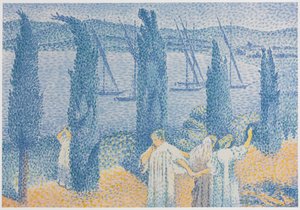 Promenádní krajina s cypřiši, La Promenade Paysage aux cyprès, 1897. od Henri Edmond Cross