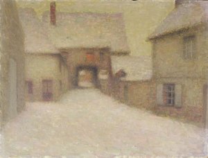 Sníh, stará vesnice, Gerberoy, 1902 od Henri Eugene Augustin Le Sidaner