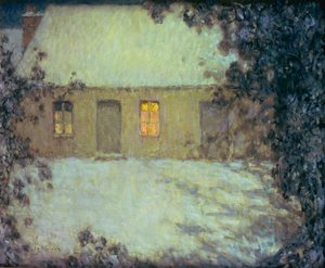 Došková chaloupka pod sněhem (olej na plátně) od Henri Eugene Augustin Le Sidaner