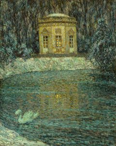 Hudební pavilon pod sněhem (olej na plátně) od Henri Eugene Augustin Le Sidaner