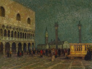 Benátky, náměstí sv. Marka, kolem roku 1914 (olej na plátně) od Henri Eugene Augustin Le Sidaner