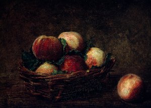 Zátiší s broskvemi. Obraz Henriho Fantina-Latoura (Fantin Latour)