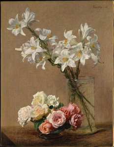 Růže a lilie od Henri Fantin-Latour
