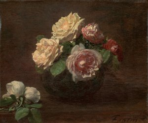 Růže v misce od Ignace Henri Jean Fantin Latour