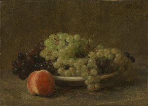 Zátiší s hrozny a broskví od Henri Fantin-Latour