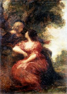Trubadúr a jeho dáma. Obraz Henriho Fantina-Latoura (Henri Fantin Latour)