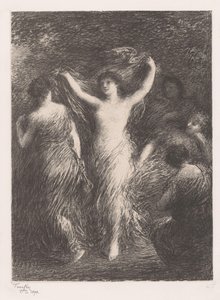 Tančící a pozorující ženy tance od Ignace Henri Jean Fantin Latour