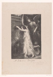 Anděl a zosobnění slávy přináší čestný věnec u hrobu Johannese Brahmse Á Johannes Brahms (titul na předmětu) od Ignace Henri Jean Fantin-Latour