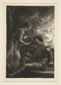 La Valkyrie: Acte I, Sieglinde et Siegmund (Valkýry: První dějství, Sieglinde a Siegmund) od Ignace Henri Jean Fantin Latour
