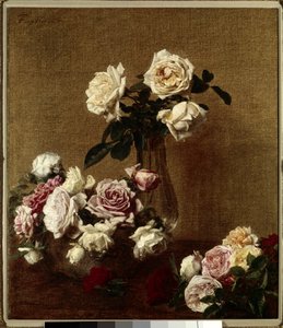 Les roses Obraz Henriho Fantina Latoura (Fantin-Latour) (1836-1904) Soukromá sbírka z 19. století. od Ignace Henri Jean Fantin Latour