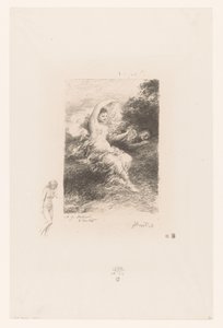 Lydé hlídá svého spícího milence Lyde Básně André Chénier (název série) Ilustrace pour les Poésies d