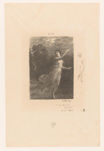 Nimf vlucht weg voor sater V noci toulavá nymfa Bukolici. Idyly a fragmenty idyl. XXIV Gedichten van André Chénier (název série) Ilustrace k Básním André Chéniera (název série) od Ignace Henri Jean Fantin Latour