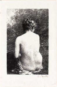 Studie sedící ženy při pohledu zezadu od Ignace Henri Jean Fantin Latour