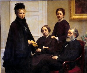 Rodina Dubourgových Manželé Dubourgovi a jejich dcery: Victoria, manželka umělce, a Charlotte zastoupené ve smutku. Obraz Henri Fantin Latour (Fantin-Latour od Ignace Henri Jean Fantin Latour