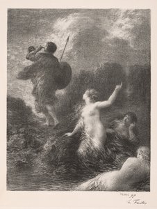 Soumrak bohů: Siegfried a Rýnské panny od Ignace Henri Jean Fantin Latour