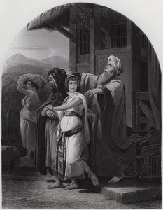 Odchod Rebeky (rytina) od Henri Frederic (after) Schopin
