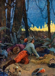 Znázornění El Dorado (El Dorado nebo Eldorado) legendární zlatý citát, který přitahoval Evropany v 16. a 17. století a vznikl v době dobytí Nového světa dobyvateli v 16. století (Mýtus El Dory