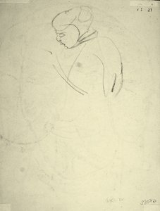 Studie ženy dívající se dolů (černá křída na papíře) od Henri Gaudier Brzeska