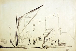 Člun Temže v londýnských docích od Henri Gaudier-Brzeska