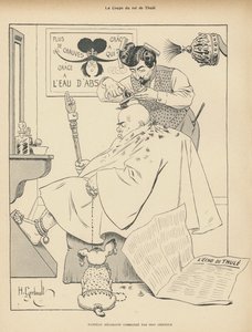 Účes krále Thule: muž u holiče (litho)