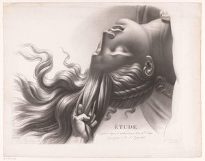 Hlava mladé ženy tažené za vlasy Etude dessinée d