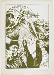 La Vague (Vlna) 1894 (litografie olivově zeleným inkoustem)