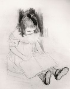 Dívka čte (pastel na papíře) od Henri Jacques Edouard Evenepoel