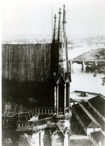 Pohled na katedrálu Notre-Dame v Paříži a řeku Seinu, c.1853