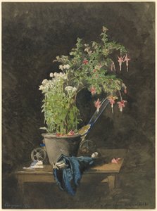 Hrnková fuchsie s dětskými hračkami od Henri-Joseph Harpignies